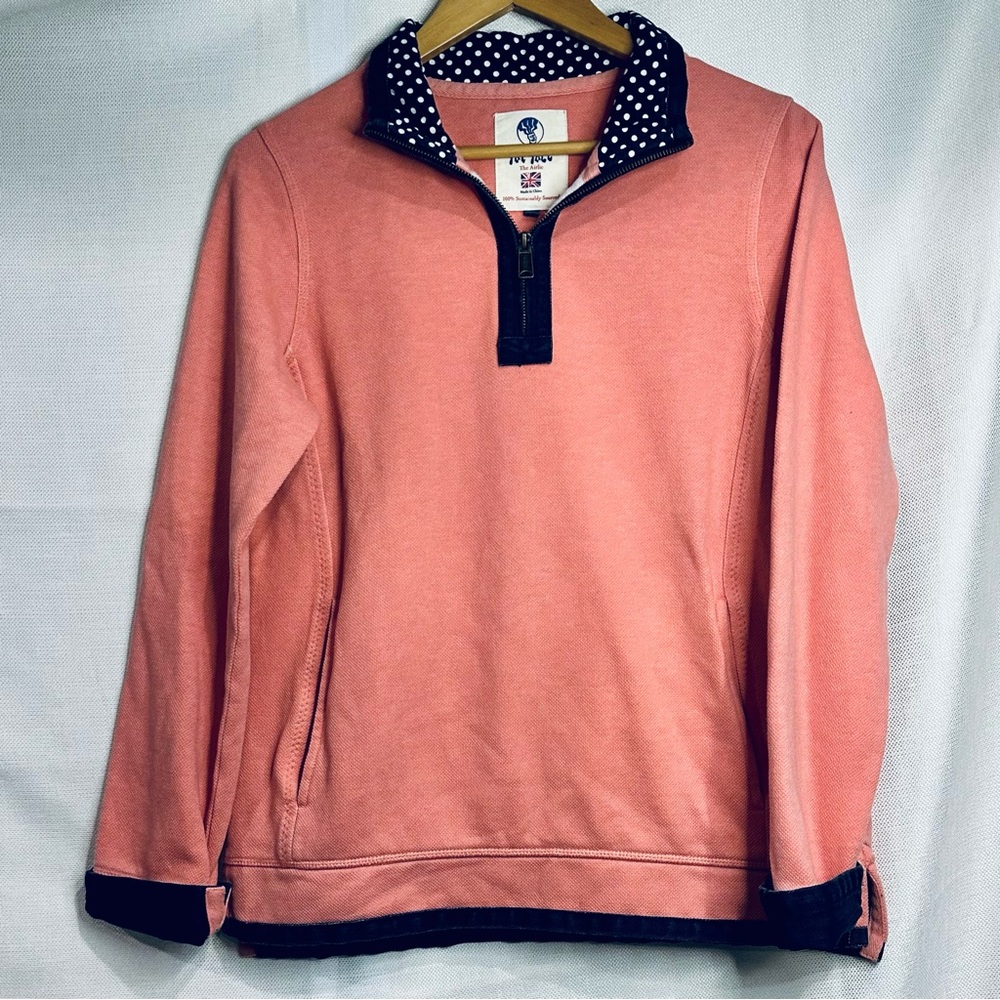 Fat Face Airlie Sweatshirt 1/4 Zip Coral Pink Sz 6 Pullover Preppy Athleisure